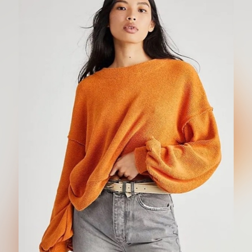 Free People Beach Happy Pullover Plush Sweater Crewneck FP oversized Boho Crop